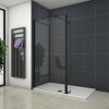 AICA Sprchový kút WALK IN CLEAR08B40P, sprchová zástena, veľkosť od 50-160cm, 8mm NANO sklo, 40cm otočný panel, čierna vzpera rôzne, Výška 200cm