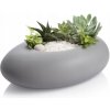 Oválny nízky kvetináč FANCY HOME Stones, šedá
