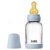 Bibs antikoliková sklenená fľaša s kaučuk cumlíkom Baby Blue 120ml