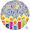 Foliový balón Jumbo Holografický Happy Birthday, 71 cm