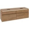 Villeroy & Boch Legato - Umývadlová skrinka s LED osvetlením, 160x55x50 cm, 2 výrezy, Oak Kansas B600L0RH
