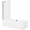 Mexen Cube obdĺžniková vaňa 170 x 80 cm s plášťom a 1 krídlovou zástenou 80 cm, priehľadná, čierna - 550517080X9508000070