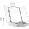 Skladacie LED zrkadlo 3 v 1 s organizérom na make-up, InnovaGoods 3402