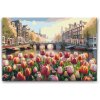 Vymalujsisam.sk Maľovanie podľa čísiel - Tulipány s výhľadom na most Veľkosť: 40x60cm, Rám: Na plastovej doske