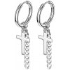 Steel Edge Visiace náušnice z chirurgickej ocele s retiazkou 3552 Farba: Steel