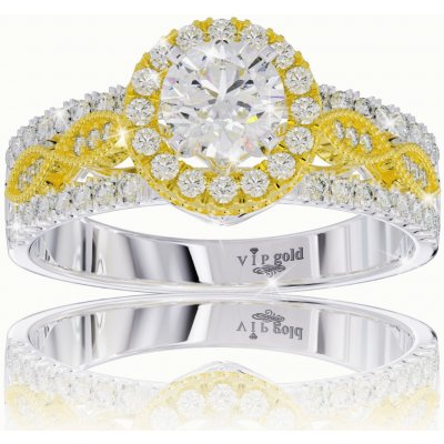 VIPgold Zásnubný prsteň s briliantmi v bielo-žltom zlate R329-08042