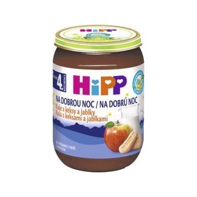HiPP Kaša mliečna Bio na dobrú noc s keksíkmi a jablkami 190g CZ5514