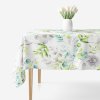 Goldea hranatý obrus 100% bavlnené plátno deluxe - eukalyptus s kvety 120 x 140 cm