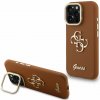Guess PU Grained 4G Logo Stand Camera Frame Zadní Kryt pre iPhone 15 Pro Brown