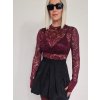 Cottelli - priesvitné čipkované body bordová