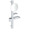 Ideal Standard ALU+ - Kozmetické zrkadlo s poličkou a pohárikom na kefky a pastu, strieborná BD589SI