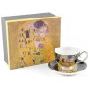 HOME ELEMENTS Šálka s podšálkou Klimt Bozk tmavý 250 ml