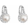 Evolution Group strieborné náušnice visiace s bielou riečnou perlou 21046.1