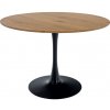 Tempo Kondela Jedálenský stôl, okrúhly, dub/čierna, priemer 110 cm, REVENTON NEW