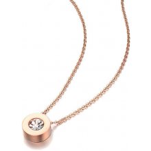Troli Ružovo pozlátený náhrdelník s trblietavým príveskom KNSC-154 rose gold