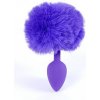 Fialový králičie chvostík na silikónovom análnom kolíku, 6,5 x 2,7 cm