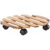 Garden Line DREVENÝ OKRÚHLY STOJAN NA KVETINÁČ NA KOLIESKACH FI 30 CM *4557