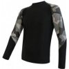 SENSOR MERINO IMPRESS pánské triko dl.rukáv černá/camo XL; Černá triko