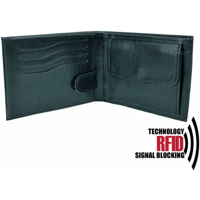 RFID kožená peňaženka v čiernej vybavená blokáciou RFID NFC č.8552 pravá koža čierna