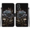 Peňaženkové kožené puzdro Crystal Drawing na Oppo A38 - Black Rose