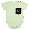 Baby Nellys Bavlnené rebrované body s kapsičkou, kr. rukáv, Summer Boy, zelené, veľ.62