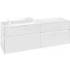 VILLEROY & BOCH Collaro závesná skrinka pod umývadlo na dosku (umývadlo vľavo), 4 zásuvky, s LED osvetlením, 1600 x 500 x 548 mm, Glossy White, C121B0DH