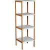 MSV Bambusový regál Regie, 4 police, biely, 85 cm