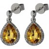 Náušnice z bieleho zlata s briliantmi a citrínom