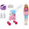 LEAN Toys 14802 Bábika Anlily s psíkom v kočíku a príslušenstvom
