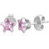 Šperky eshop - Puzetové náušnice z ocele 316L - ružová zirkónová hviezdička X09.04