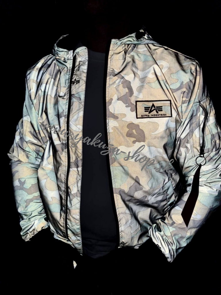 Alpha Industries Ma-1 LW Hooded Ref Woodl Camo bunda pánska zelený maskáč