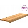 Nášľapy na schody 12 ks svetlo hnedé 80x25x2 cm masívny dub