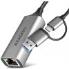 AXAGON ADE-TXCA, USB-C + USB-A 3.2 Gen 1 - Gigabit Ethernet sieťová karta, Asix AX88179, auto inštal Axagon
