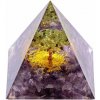 Nefertitis Orgonit pyramída s ametystom Strom života z olivínu NF43184 - 6 x 6 x 6,6 cm