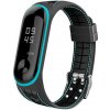 eses Silikónový remienok pre Xiaomi Mi Band 5 a Xiaomi Mi Band 6 - Čierny reliéf s modrým prešívaním