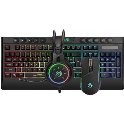 Marvo CM305, RGB sada klávesnice s hernou myšou a slúchadlami, CZ/SK, herná, membránová typ drôtová (USB), čierna, RGB CM305 CZ/SK