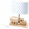 HELLUX Detská stolná lampa NÁKLADNE AUTO - POKLADNIČKA E27 drevo / biele tienidlo bodky 4112414