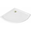 MEXEN/S - Flat sprchová vanička štvrťkruhová slim 100 x 100, biela + zlatý sifón 41101010G