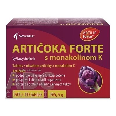 Noventis ARTIČOKA FORTE s monakolínom K tbl 50+10 (60 ks)