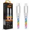 Datový kabel ALIGATOR POWER 3A 30W, USB-C/Lightning, 1,2m svítící DATKP63