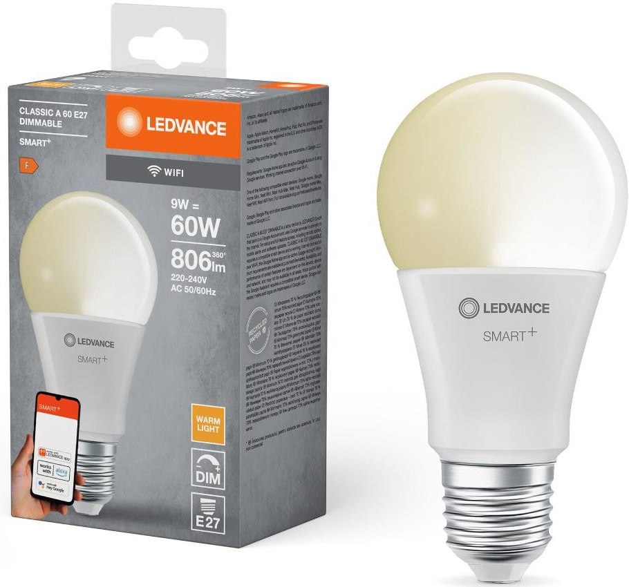 Ledvance SMART+ WiFi CLASSIC A 60 FR 9W/DIM E27