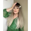Hnědá paruka Hnedá parochňa Bonnie s ofinou a blond končekmi