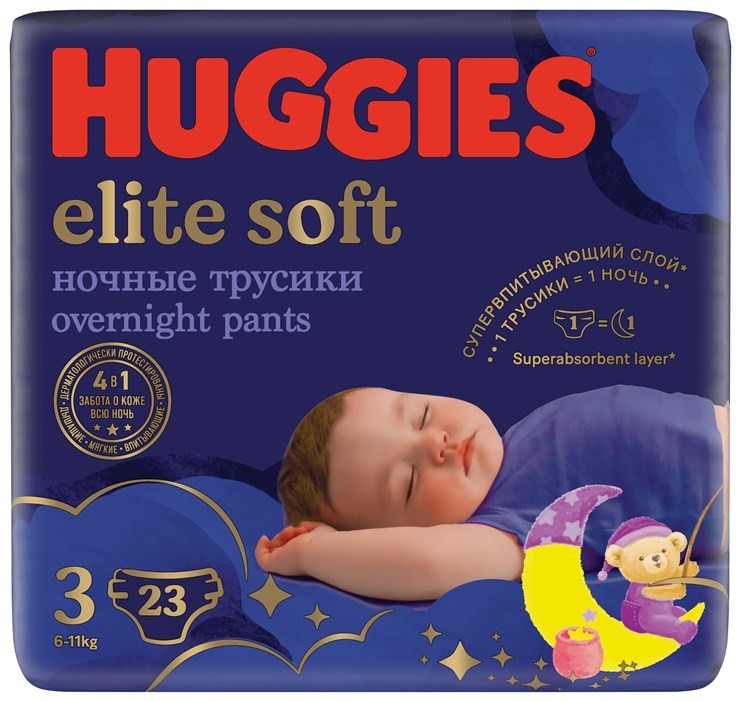 HUGGIES Elite Soft Night 3 6-11 kg 23 ks