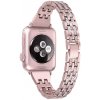 AppleMix Remienok pre Apple Watch 41 mm / 40 mm / 38 mm - s kamienkami - kovový - Rose Gold pink