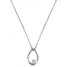 Šperky eshop Briliantový náhrdelník z bieleho zlata kontúra slzy s diamantom jemná retiazka S3BT504.33