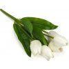 Umelé tulipány 30 cm - kytica z 5 kvetov - biela