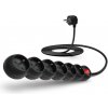 Connect IT prodlužovací kabel 230 V, 6 zásuvek, 3m, s vypínačem (černý) CES-1001-BK