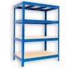 Kovový regál do technickej miestnosti Biedrax 60 x 90 x 120 cm, modrý - 4 police MDF, 275kg