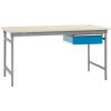 Manuflex BB5257.9006 Kompletný príručný stolík BASIS stacionárny s plastovou doskou + samostatná zásuvka, š xhxv: 1500 x 800 x 780 mm, hliníkovo strieborná; BB5257.9006