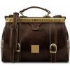 Kožená taška Doctor Gladstone s prednými remienkami Monalisa - Tuscany Leather Farba: Tmavohnedá
